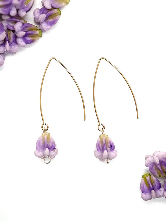Crown Flower Gold Plated Stainless Steel V Hook Earrings