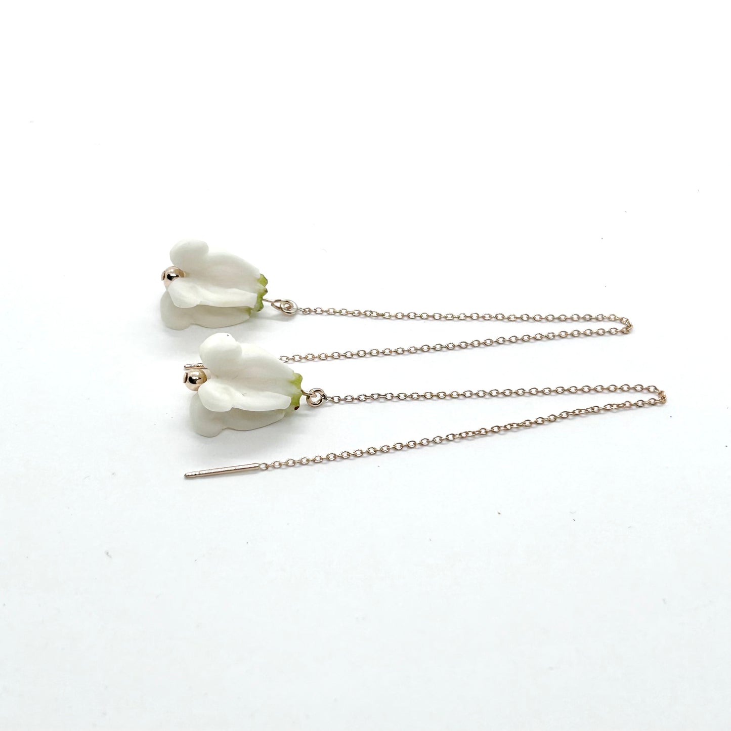 White Crown Flower Threader Earring