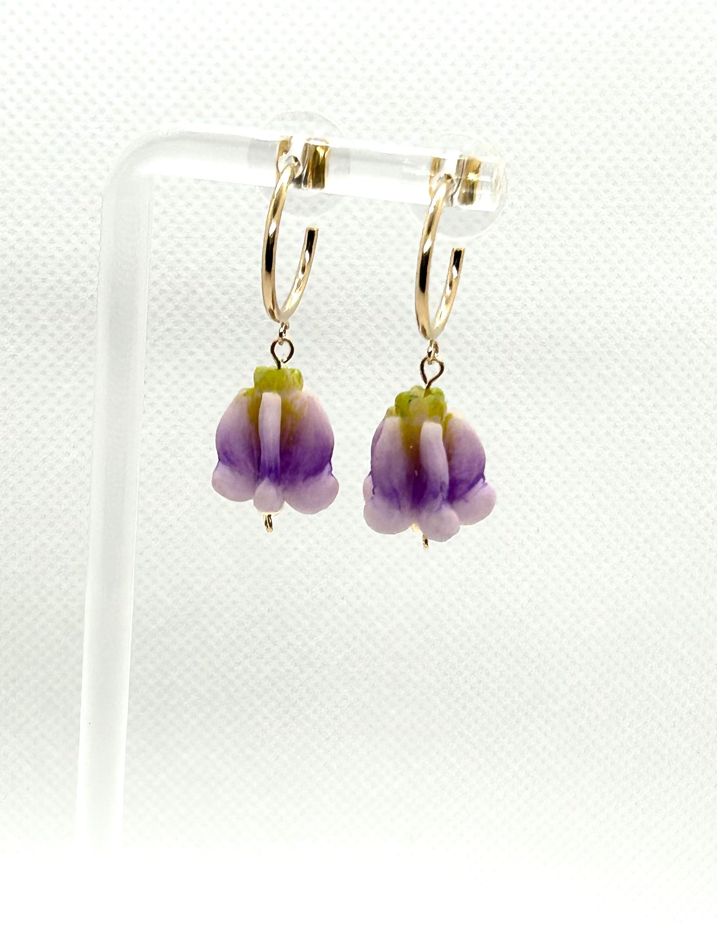 Huggie Hoop Crown Flower Clay Pua Gold Filled Earring