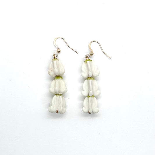 Stacked White Crown Clay Flower Earring