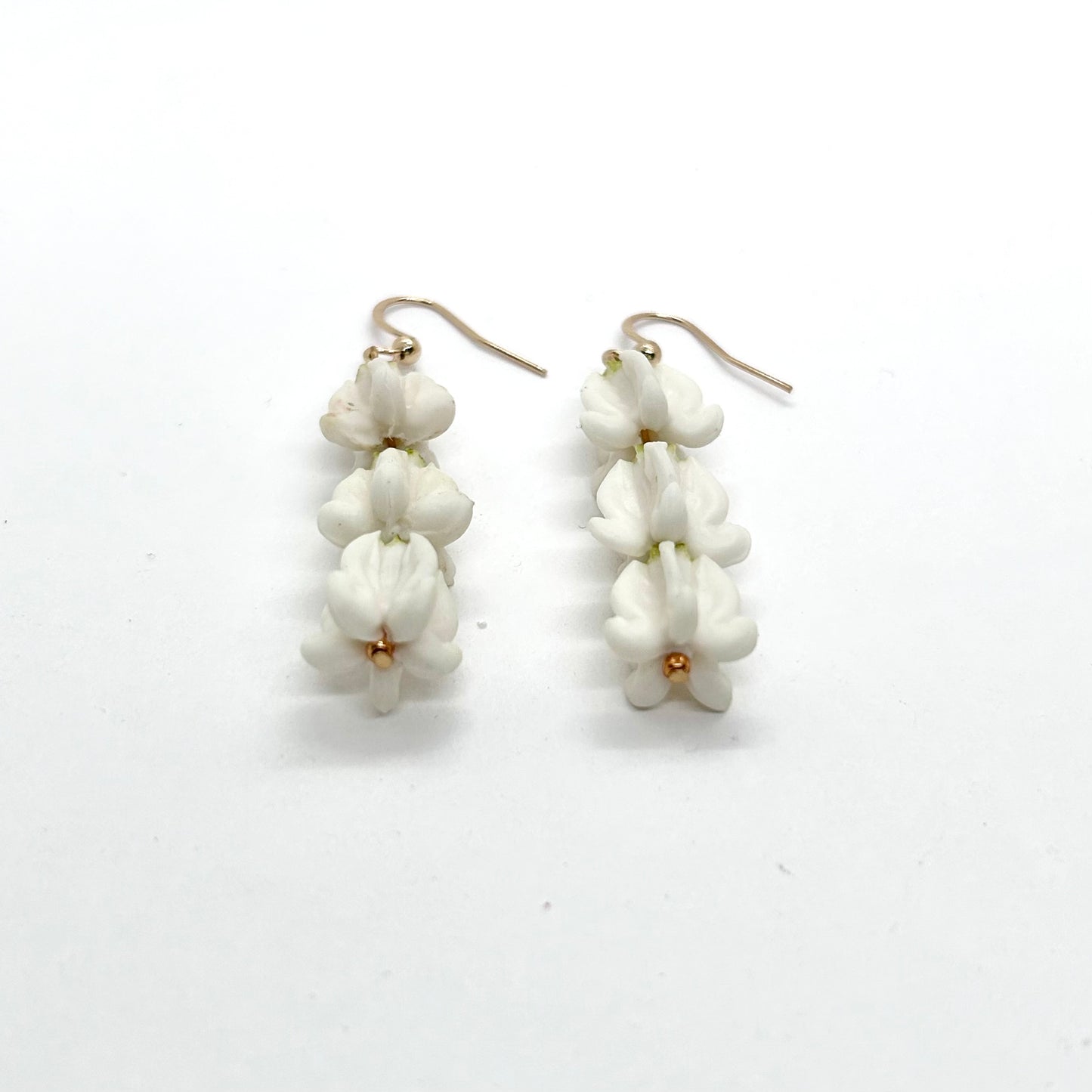 Stacked White Crown Clay Flower Earring