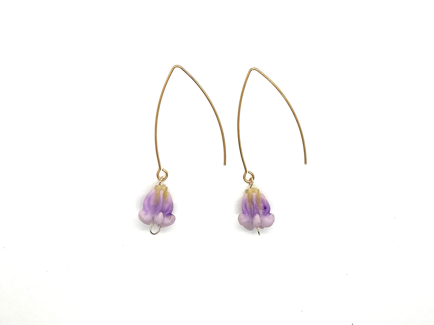 Crown Flower Gold Plated Stainless Steel V Hook Earrings
