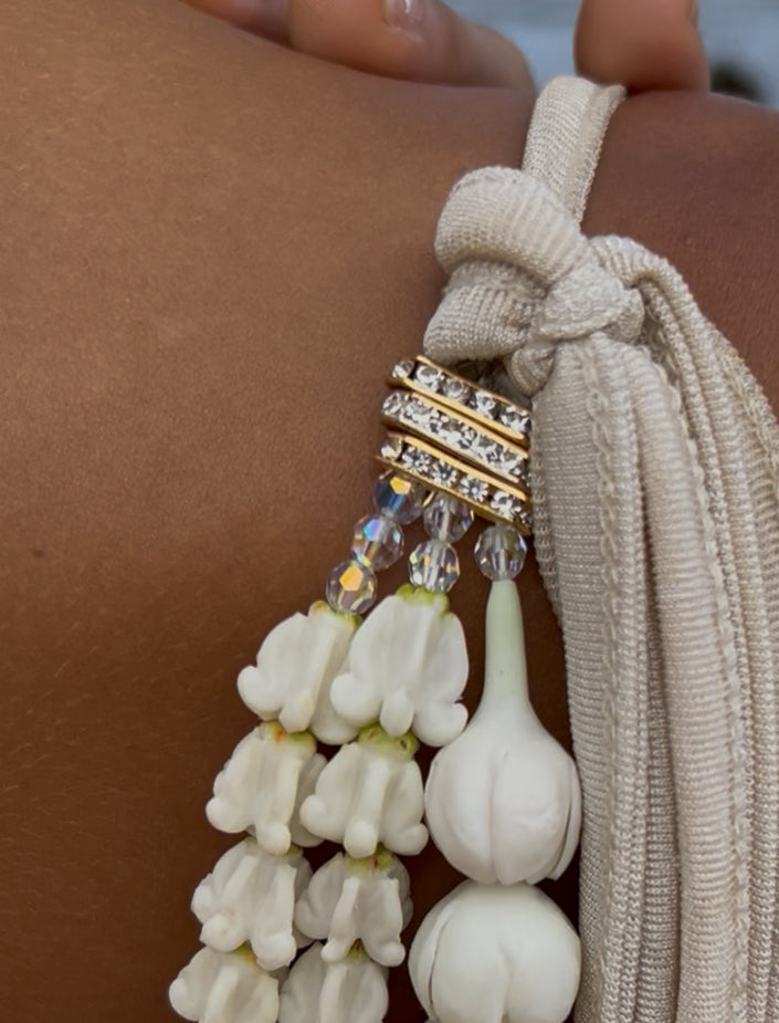 Pikake & Crown Clay Flower, Back Lei Drapes