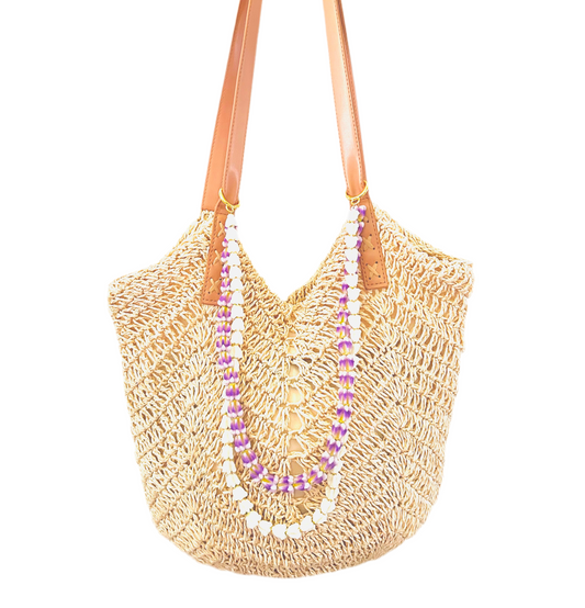 Purple & White Crown Clay Lei | Purse Bag Accessory