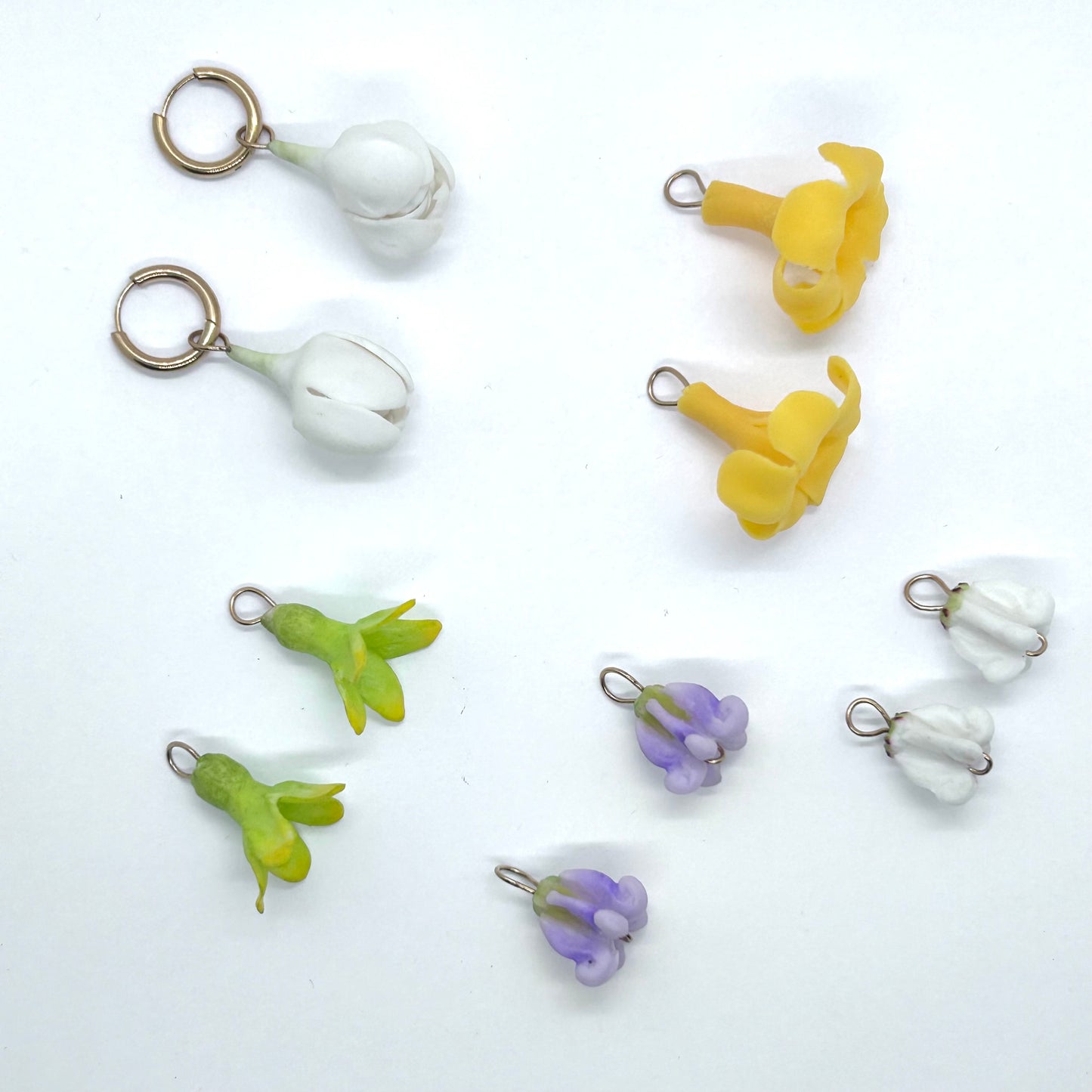 Changeable Charm Gold Huggie Clay Flower Earring