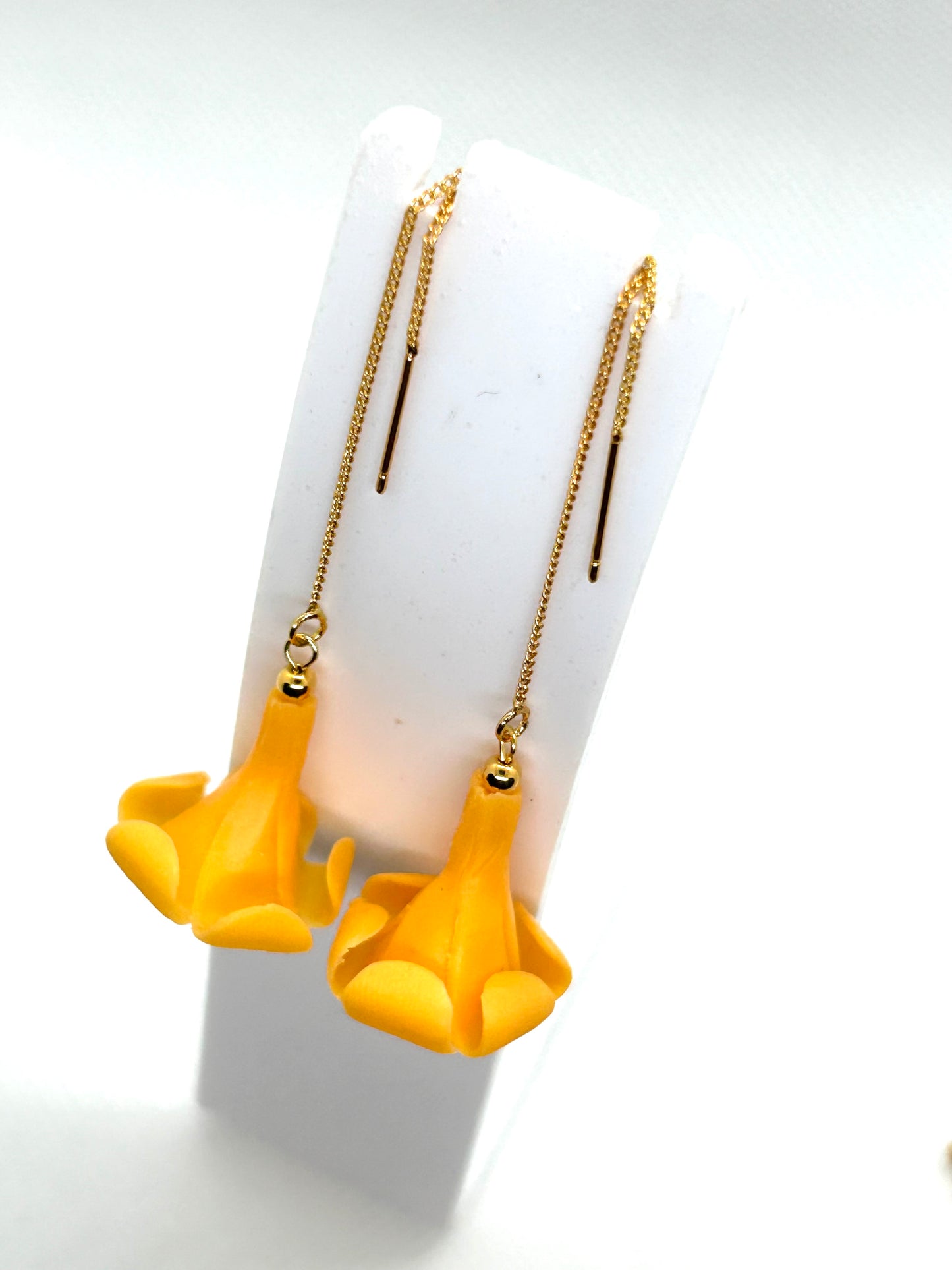 Puakenikeni Clay Flower Threader Earrings