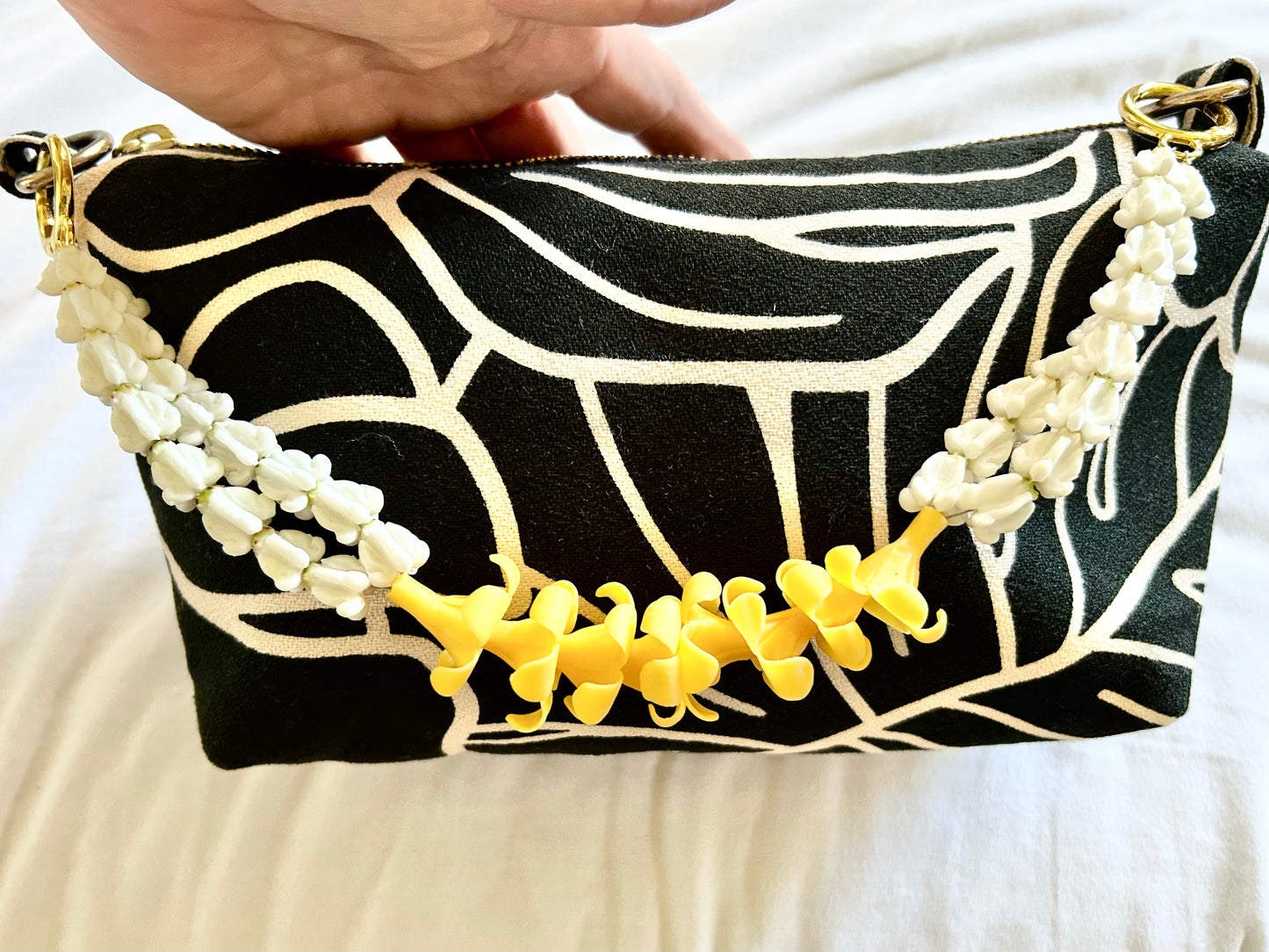 White Crown Puakenikeni Clay Lei | Purse Bag Multifunctional