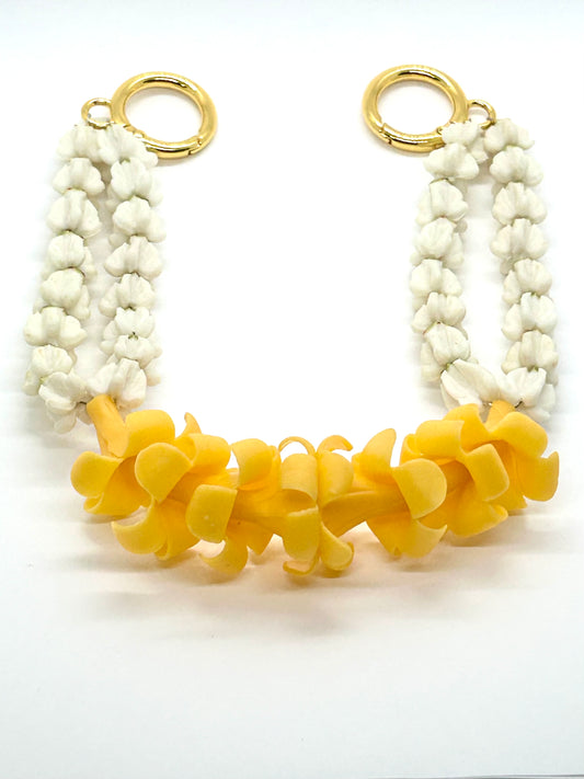 White Crown Puakenikeni Clay Lei | Purse Bag Multifunctional
