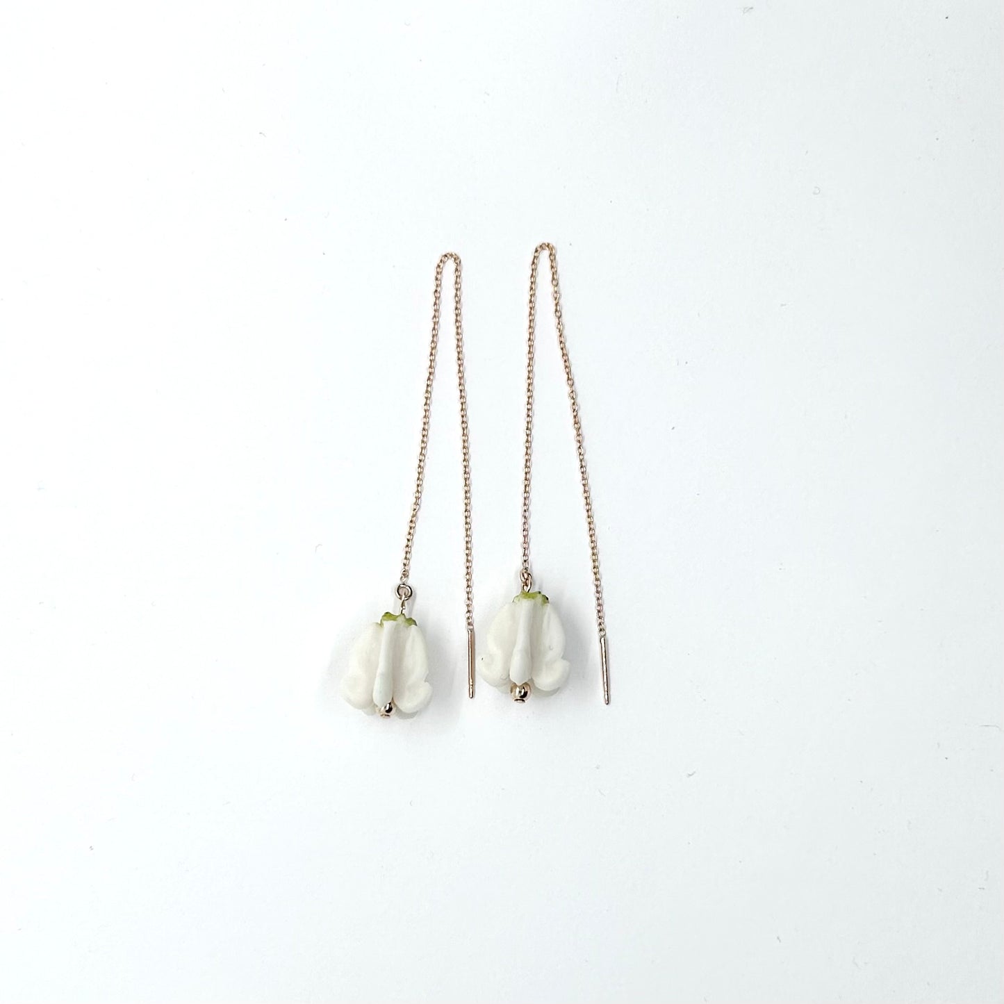 White Crown Flower Threader Earring