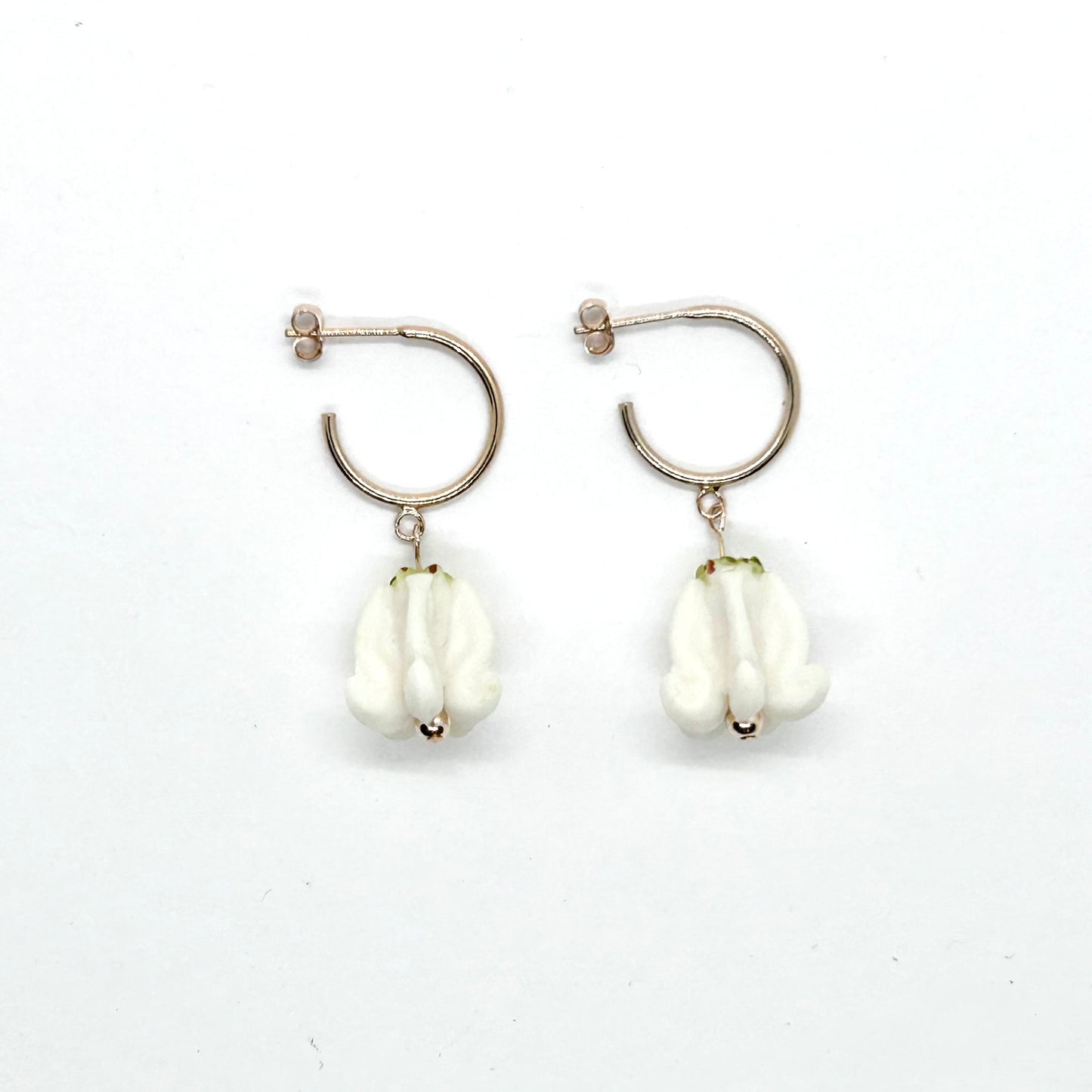 Crown Clay Flower Three Quarter Hoop Earrings