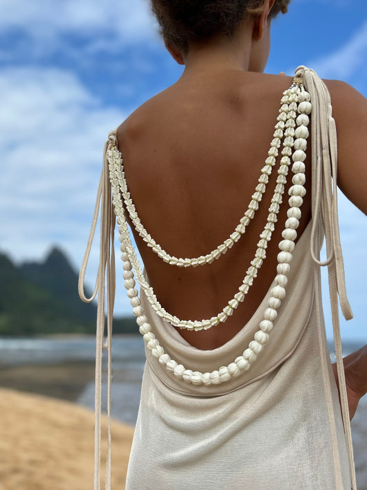 Pikake & Crown Clay Flower, Back Lei Drapes